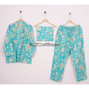 Conjuntos de Pijamas de Verano para Mujer, 100% Algodón, Estilo Vintage Floral, con Cintura Elástica y Mangas Largas, Ropa de Dormir Suave y Transpirable, Venta al Por Mayor - Product Image 5