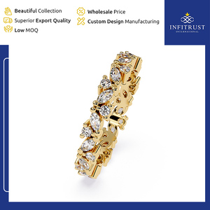 Anillos de Diamantes Solitarios de Plata de Ley 925 con Diamantes Naturales Certificados por GIA, Corte Marquesa, Color D, en Oro Amarillo para Mujer - Product Image 2