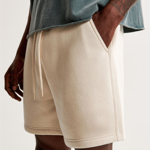 Pantalones Cortos Bermuda de Algodón Beige para Hombre, Color Sólido, Casuales, con Cordón en la Cintura, Elásticos, Ajuste Cómodo, Largo Medio - Product Image 4