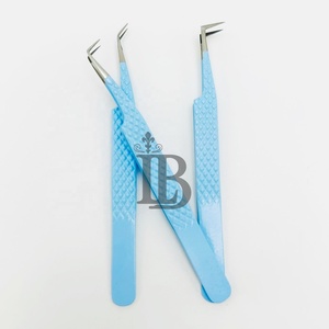 แหนบต่อขนตาคุณภาพสูงรุ่นใหม่ สแตนเลสสตีล สีฟ้าสดใส โค้งงอ 90 องศา - Product Image 6