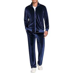 Conjunto deportivo de terciopelo para hombre de 2 piezas, chaqueta con cremallera completa y pantalones, traje de jogging de terciopelo. - Product Image 6