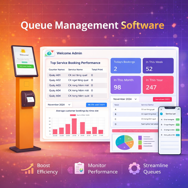 Software QMS System for Smart Service Flow Optimization |  AT-QMS Queue Management - OEM Available