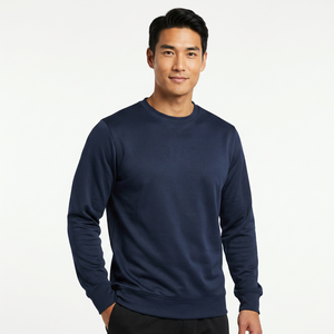 Herren Marineblauer Rundhals-Pullover Sweatshirt Regular Fit Gestrickt Einfarbig Lässige Herbstkleidung - Product Image 3