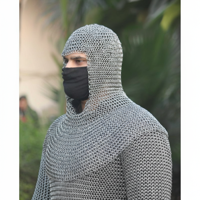 Modern Silver-Plated Welded Stainless Steel Chainmail Armor Set Full Body Dress Suit