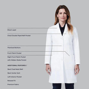 Blouse de laboratoire blanche tissée pour femmes, uniforme d'hôpital, blouse de médecin, 3 poches, fermeture à boutons-pression - Product Image 6