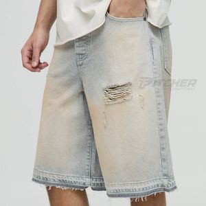 Shorts en jean foncé Y2K pour homme, coupe droite, écologiques, respirants, pour les voyages en plein air, décontractés, en spandex/polyester - Product Image 6