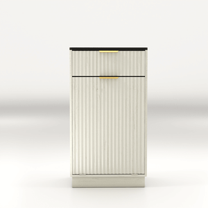 Cestino per rifiuti da 10 galloni con texture ondulata, mobiletto in legno con cassetto a scomparsa estraibile, per la raccolta differenziata e l'organizzazione della cucina - Product Image 3