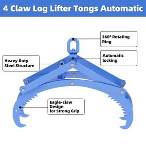 Pinze Automatiche per Tronchi da 20 Pollici, Robuste a 4 Griffe, con Blocco Automatico e Gancio Rotante a 360 Gradi, Capacità 2000 libbre, per Macchinari Forestali - Product Image 3
