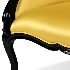 Sillón Ajustable NAMIB de Estilo Mid-Century, Estructura de Madera de Caoba, Tapizado de Algodón Satinado, Colores Amarillo y Negro, para Hotel, Sala de Estar y Comedor - Product Image 4