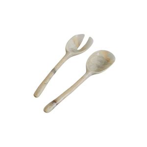 Ensemble d'outils de service pour salade en résine faite à la main, design exclusif, couleur ambre doux et gris pastel, pour la maison, l'hôtel, le restaurant. - Product Image 2