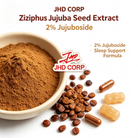 Poudre d'extrait naturel de graines de Jujuba (Ziziphus) 2% Jujuboside, végétalien, sans OGM, ingrédient en vrac pour complément de soutien au sommeil et à la relaxation