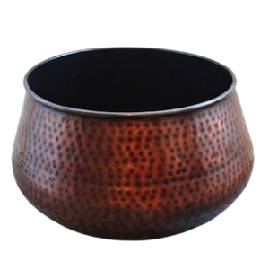 Maceta Redonda de Metal Martillado con Diseño de Cobre, Moderna, Tallada a Mano, para Decoración de Interiores - Product Image 3