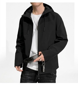 Veste coupe-vent légère à capuche pour homme, décontractée, pour le sport de plein air, la course à pied, la randonnée, les voyages, en polyester, fermeture éclair - Product Image 5