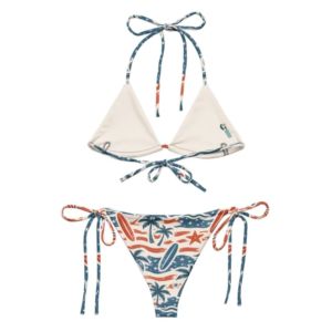 Dry Camo Print Beachwear Summer Mesh Swim Trunks for <b>Men</b> and Tie-Side <b>Bikini</b> for Women - Product Image 2