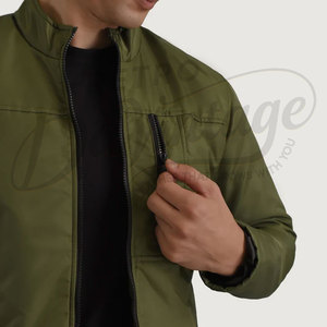 Custom Men Olive Green Winter <b>Jacket</b> Stand Collar Padded Outerwear <b>Slim</b> <b>Fit</b> Casual Warm Zip Up Puffer <b>Jacket</b> For Men - Product Image 5