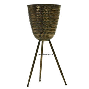 Macetero Decorativo Moderno de Acero Inoxidable, Forma Redonda, Acabado Dorado y Negro, para Hogar y Jardín - Product Image 6