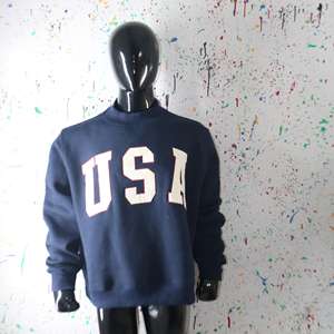 Sweat-shirt à col montant USA BLUE 100% blanc avec broderie appliquée, col large, CLUSH SPORTS - Product Image 5