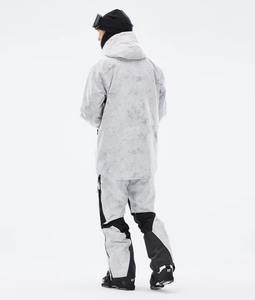 Combinaison de ski unisexe blanche tie-dye imperméable 10 000 mm respirante isolée - Combinaison à capuche avec fermeture éclair pour l'hiver - Product Image 4