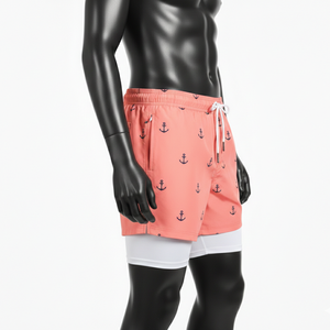 กางเกงชายหาดแบบซับลิเมชั่นสั่งทำพิเศษ 2-in-1 กางเกงเลกกิ้งรัดรูปสำหรับว่ายน้ำ ซับในทันสมัย แห้งเร็ว ผลิตจากโพลีเอสเตอร์ซาติน 100% - Product Image 2