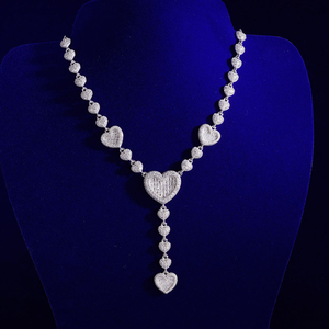 Collier à maillons en forme de cœur en moissanite, pendentif cœur superposé en argent sterling 925, bijoux de luxe tendance pour les acheteurs en gros - Product Image 1