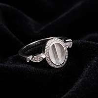925 Sterling Silber 8x6mm Ovaler Blanko-Ring mit Zirkonia-Fassung für Harz & Asche Schmuck Muttermilch Andenken DIY Bastelset