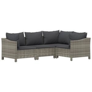 Set da salotto in Poly Rattan grigio 8 pezzi con cuscini Set da giardino - Product Image 5