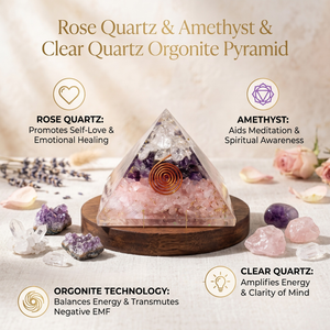 Pendentif pyramidal en acrylique plaqué or rose, charme en quartz améthyste, ornement en cristal spirale de cuivre, bijou unisexe, cadeau - Product Image 4