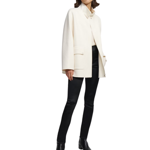 Manteau long en laine mélangée imperméable à col montant et boutons pour femme, manches longues, style décontracté et élégant, pour l'hiver, personnalisable avec logo OEM ODM, vente en gros - Product Image 4
