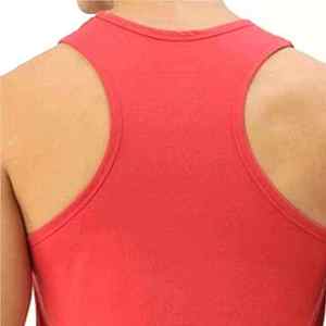 Men's <b>Red</b> Solid Polyester/Cotton Breathable & Quick Dry Knitted <b>Tank</b> <b>Top</b> O-Neck Casual Front Logo - Product Image 6