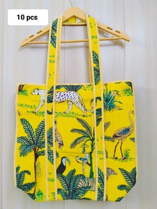 Luxury Handmade Quilted Cotton Shoulder Tote <b>Bags</b> for <b>Women</b> Stylish Block Print Sustainable Luggage Tote <b>Bag</b> Washable - Product Image 4