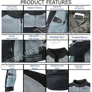 Vestes de moto pour femmes en tissu mesh respirant coupe-vent bicolore style motard col mandarin coupe ajustée - Product Image 6