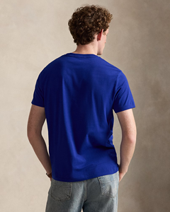 Camiseta de manga corta con cuello redondo de algodón azul real para hombre – Ropa informal ligera, suave y cómoda para la moda diaria - Product Image 3