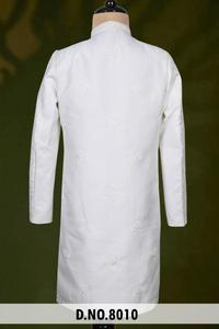 Elegante Sherwani Indo-Occidental de Seda Blanca para Hombre, con Bordado Floral y Paisley en el Mismo Tono, para Traje de Novio Real - Product Image 6