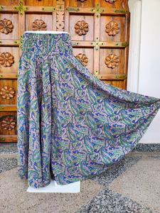 Pantalon évasé pour femme en soie 100% à imprimé cachemire, taille haute élastique, jambes larges, poches écologiques, style bohème d'été, ODM - Product Image 2