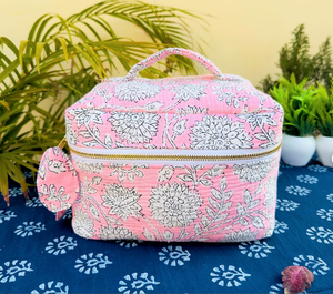 Hot Selling Vintage <b>Large</b> <b>Cosmetic</b> <b>Bags</b> Cotton Quilted Wash <b>Bag</b> Block Printed Handmade Toiletry <b>Bag</b> for Women - Product Image 3