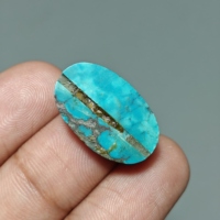 Turquoise naturelle du Hubei, cabochon ovale, pierre précieuse turquoise pour la fabrication, 23x14x6 mm. 13 Ct. E678