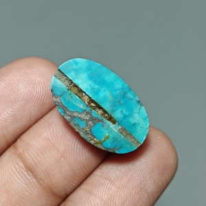 Turquoise naturelle du Hubei, cabochon ovale, pierre précieuse turquoise pour la fabrication de bijoux, 23x14x6 mm. 13 Ct. E678 - Product Image 4