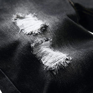 Shorts en jean déchirés pour hommes, coupe droite, taille mi-haute, décontractés, en coton, pour l'été - Product Image 4