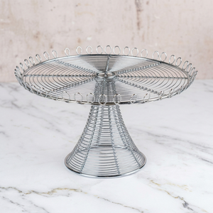 Modern <b>Silver</b> Metal Wire Cake Stand Round Dessert Display Pedestal <b>Tray</b> for Birthday Party Wedding <b>Decoration</b> Dessert Stand - Product Image 1