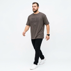 T-shirt unisexe de haute qualité avec impression 3D en relief, coupe ample, couleur unie, logo personnalisé en relief, t-shirt pour homme - Product Image 4