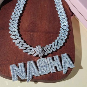 Customizable Sterling <b>Silver</b> Iced Name Necklace Moissanite Diamonds Brilliant Cut Luxury Pendant Unisex Everyday Wear Pendant - Product Image 5