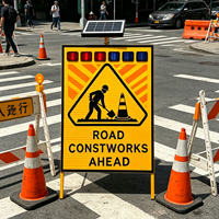 Panneau d'avertissement de travaux routiers, double face, en aluminium, réfléchissant de qualité diamant, pour la sécurité des travaux de construction routière
