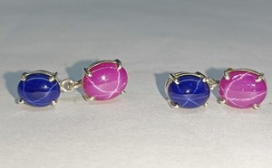 Boucles d'oreilles pendantes saphir bleu rose en argent sterling 925, design vintage élégant, cadeau pierre de naissance pour mariage et fête - Product Image 4