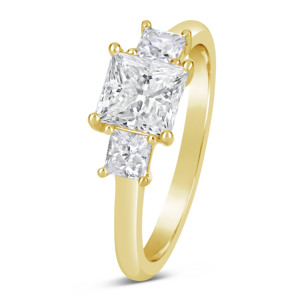 Anillo de Plata Auténtico con Tres Piedras de Moissanita VVS1 Certificadas, Forma Cuadrada Única, Regalo Sorpresa para Propuesta de Matrimonio - Product Image 1