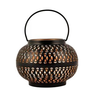 Lanterne vintage en métal noir pour extérieur, support de bougie suspendu en fer, motif mandala découpé au laser, lanternes pour patio, décoration de la maison - Product Image 5