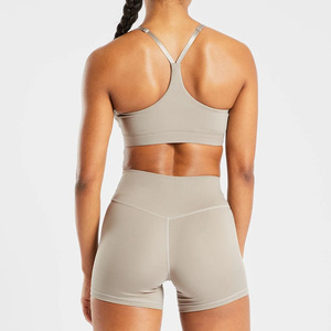 Sujetador Deportivo Halter con Cuello en V Profundo sin Costuras para Mujer, Soporte Medio, Ropa Deportiva para Yoga, Color Sólido, Spandex, Poliéster, Conjunto de Primera Calidad - Product Image 2