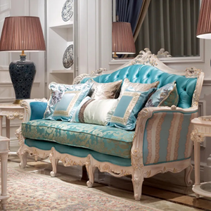 Juego de Sofás de Lujo para Sala de Estar, Madera de Caoba Maciza Europea, Tallado a Mano, Tapizado, Hecho en Indonesia - Product Image 4