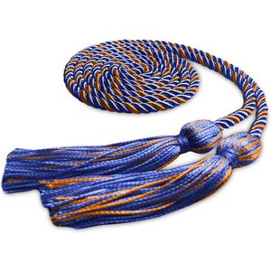 Cordón Metálico Trenzado Azul y Naranja con Borlas para Uso en Prendas, Estilo Clásico, Diseño Trenzado de 16 Hilos a Precio Económico - Product Image 1