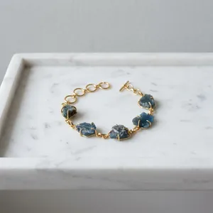 Bohemian 18k Gold Plated Vintage Trendy Chain Bracelet with Natural Zircon Claw Setting Unisex Jewelry - Product Image 3