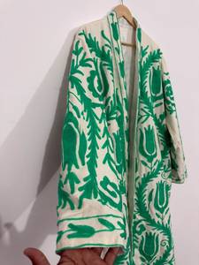 Kimono Unisex de Algodón Suzani, Largo, con Mangas Largas, Cuello en V, Cierre con Cordón, Estilo Clásico, Tejido Suave, Estampado Floral - Product Image 4